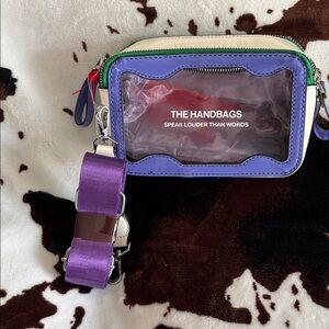 Montana West Clear Crossbody with Purple Trim and Green Zipper